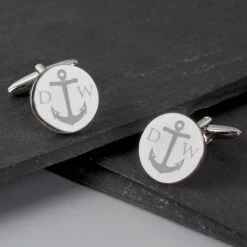Personalised Anchor Round Cufflinks -PERSONALISE STORE p0102v44 3