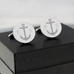 Personalised Anchor Round Cufflinks -PERSONALISE STORE p0102v44 5