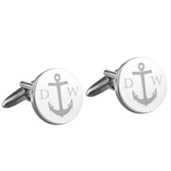 Personalised Anchor Round Cufflinks -PERSONALISE STORE p0102v44 6