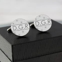 Personalised Geometric Round Cufflinks -PERSONALISE STORE p0102v46 2