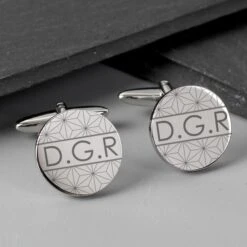 Personalised Geometric Round Cufflinks -PERSONALISE STORE p0102v46 4