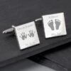 Personalised Hands And Feet New Baby Square Cufflinks
