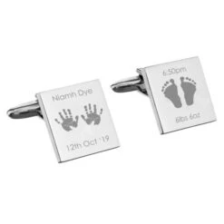 Personalised Hands And Feet New Baby Square Cufflinks -PERSONALISE STORE p0102v48 6