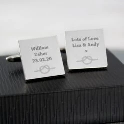 Personalised Tie The Knot Square Cufflinks -PERSONALISE STORE p0102v52 3