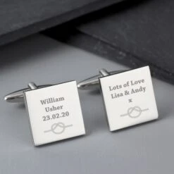 Personalised Tie The Knot Square Cufflinks -PERSONALISE STORE p0102v52 4