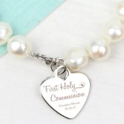 Personalised First Holy Communion Swirls & Hearts White Freshwater Pearl Bracelet 11 Personalised First Holy Communion Swirls & Hearts White Freshwater Pearl Bracelet -PERSONALISE STORE p0102v73 4