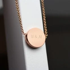 Personalised Any Name Rose Gold Tone Disc Necklace -PERSONALISE STORE p0102v77 3