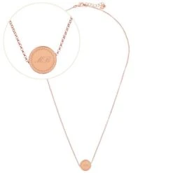 Personalised Wreath Initials Rose Gold Tone Disc Necklace 13 Personalised Wreath Initials Rose Gold Tone Disc Necklace -PERSONALISE STORE p0102v78 5