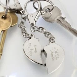 Personalised Any Message Two Hearts Keyring -PERSONALISE STORE p0102v99 5