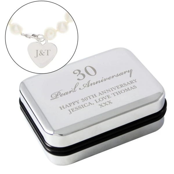 Personalised Anniversary Silver Box And Pearl Bracelet 2 Personalised Anniversary Silver Box And Pearl Bracelet - Image 2