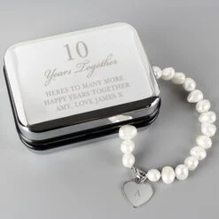 Personalised Anniversary Silver Box And Pearl Bracelet 7 Personalised Anniversary Silver Box And Pearl Bracelet -PERSONALISE STORE p0102w06 2