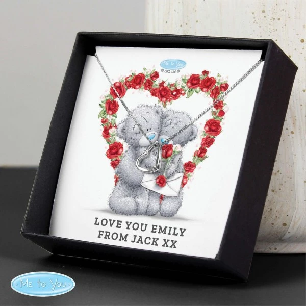 Personalised Me To You Valentine Sentiment Heart Necklace And Box 1 Personalised Me To You Valentine Sentiment Heart Necklace And Box