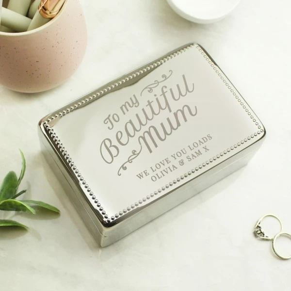 Personalised Beautiful Mum Rectangular Jewellery Box 3 Personalised Beautiful Mum Rectangular Jewellery Box - Image 3