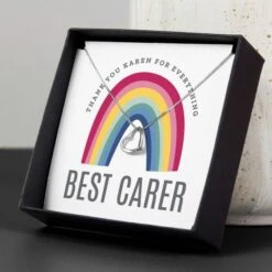 Personalised Rainbow Sentiment Silver Tone Necklace And Box