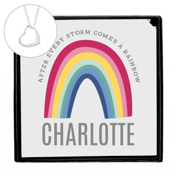 Personalised Rainbow Sentiment Silver Tone Necklace And Box 2 Personalised Rainbow Sentiment Silver Tone Necklace And Box - Image 2