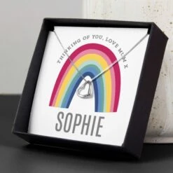 Personalised Rainbow Sentiment Silver Tone Necklace And Box 7 Personalised Rainbow Sentiment Silver Tone Necklace And Box -PERSONALISE STORE p0102w76 3