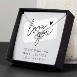 Personalised Love You Sentiment Silver Tone Necklace And Box