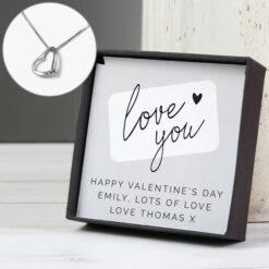 Personalised Love You Sentiment Silver Tone Necklace And Box -PERSONALISE STORE p0102w80 2