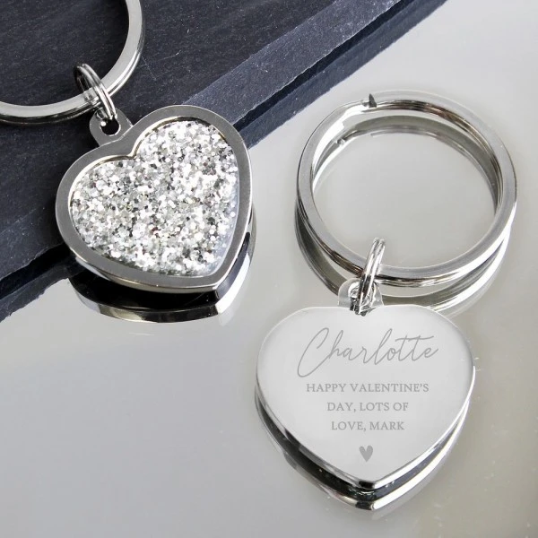 Personalised Name And Message Diamante Heart Keyring 1 Personalised Name And Message Diamante Heart Keyring