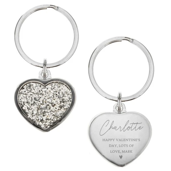Personalised Name And Message Diamante Heart Keyring 2 Personalised Name And Message Diamante Heart Keyring - Image 2