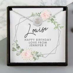 Personalised Abstract Rose Sentiment Silver Tone Necklace And Box -PERSONALISE STORE p0102w93 2