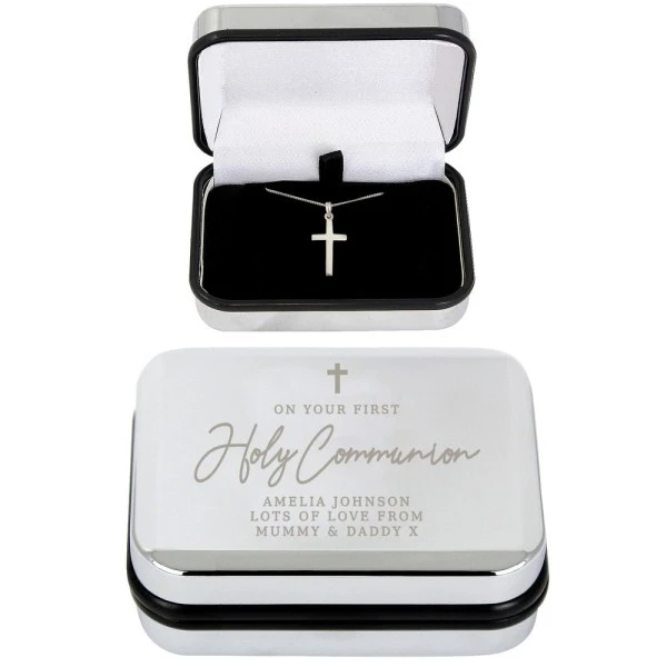 Personalised First Holy Communion Box & Cross Necklace Set 2 Personalised First Holy Communion Box & Cross Necklace Set - Image 2