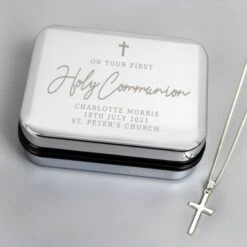 Personalised First Holy Communion Box & Cross Necklace Set 5 Personalised First Holy Communion Box & Cross Necklace Set -PERSONALISE STORE p0102w98 2