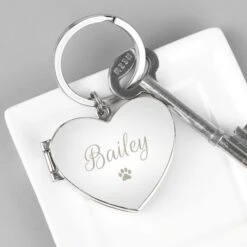 Personalised Paw Print Heart Photo Frame Keyring -PERSONALISE STORE p0102x09 2