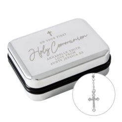 Personalised First Holy Communion Rosary Beads And Cross Trinket Box -PERSONALISE STORE p0102x14 2