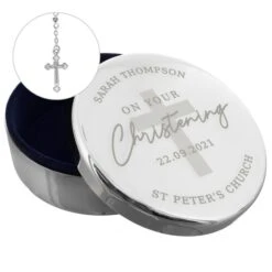 Personalised Christening Round Trinket Box & Rosary Beads Set 5 Personalised Christening Round Trinket Box & Rosary Beads Set -PERSONALISE STORE p0102x17 2