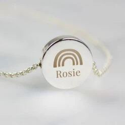 Personalised Rainbow Disc Necklace -PERSONALISE STORE p0102x21 5