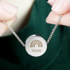 Personalised Rainbow Disc Necklace -PERSONALISE STORE p0102x21 6