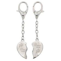 Personalised Floral Mother Daughter Two Heart Keyring -PERSONALISE STORE p0102x23 3