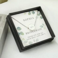 Personalised Botanical Sentiment Silver Tone Necklace And Box -PERSONALISE STORE p0102z19 3