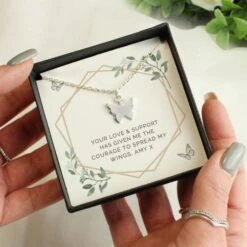 Personalised Botanical Sentiment Butterfly Necklace And Box