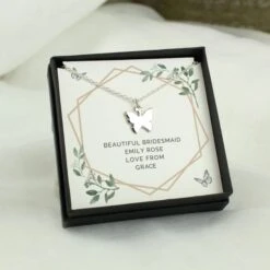 Personalised Botanical Sentiment Butterfly Necklace And Box -PERSONALISE STORE p0102z23 3