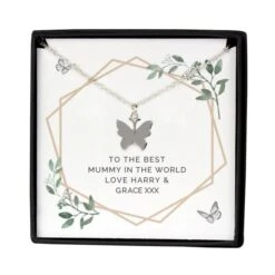 Personalised Botanical Sentiment Butterfly Necklace And Box -PERSONALISE STORE p0102z23 4