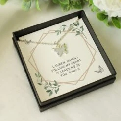 Personalised Botanical Sentiment Butterfly Necklace And Box -PERSONALISE STORE p0102z23 5