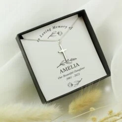 Personalised In Loving Memory Cross Sentiment Necklace And Box -PERSONALISE STORE p0102z38 5