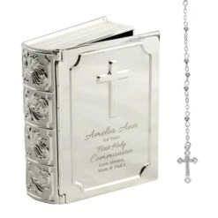 Personalised First Holy Communion Bible Trinket Box With Rosary Beads -PERSONALISE STORE p0102z50 4