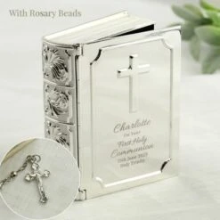 Personalised First Holy Communion Bible Trinket Box With Rosary Beads -PERSONALISE STORE p0102z50 5