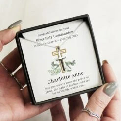 Personalised Floral Sentiment Cross Necklace And Box -PERSONALISE STORE p0102z51 2