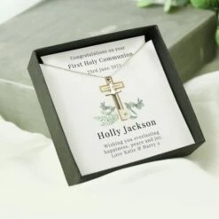 Personalised Floral Sentiment Cross Necklace And Box -PERSONALISE STORE p0102z51 3