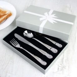Personalised Teddy 4 Piece Embossed Cutlery Set -PERSONALISE STORE p010336 3