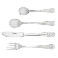 Personalised Teddy 4 Piece Embossed Cutlery Set -PERSONALISE STORE p010336 4