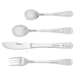 Personalised Teddy 4 Piece Embossed Cutlery Set -PERSONALISE STORE p010336 5