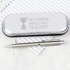 Personalised Teacher Trophy Pen And Box Set