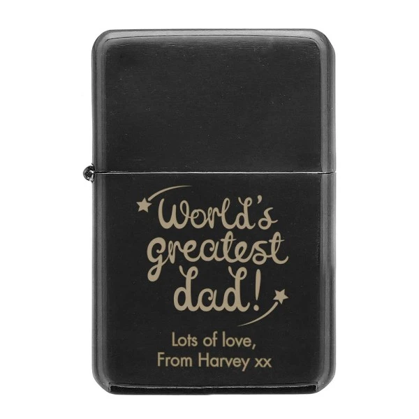 Personalised "World's Greatest Dad" Black Lighter 2 Personalised "World's Greatest Dad" Black Lighter - Image 2