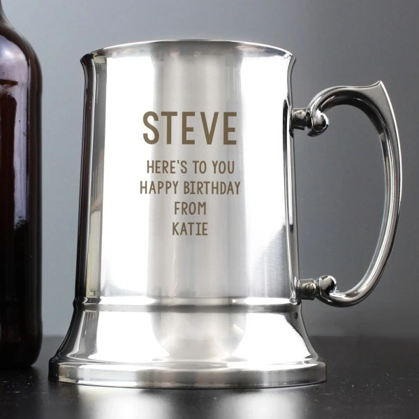 Personalised Free Text Stainless Steel Tankard 3 Personalised Free Text Stainless Steel Tankard - Image 3