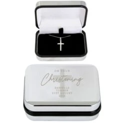 Personalised Christening Trinket Box & Cross Necklace Set -PERSONALISE STORE p0103c39 2